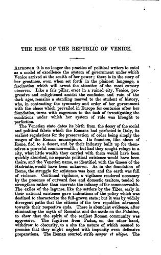 Cover for The Rise of the Republic of Venice: The Arnold Prize Essay, 1876