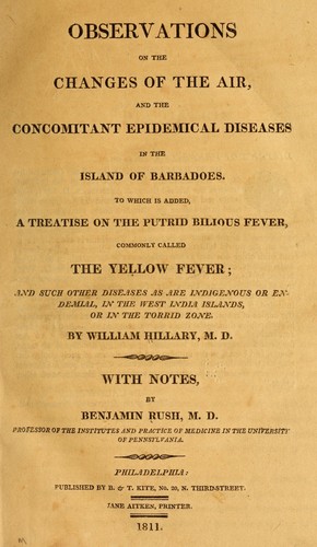Cover for Observations on the changes of the air, and the concomitant epidemical diseases in the island of Barbadoes.