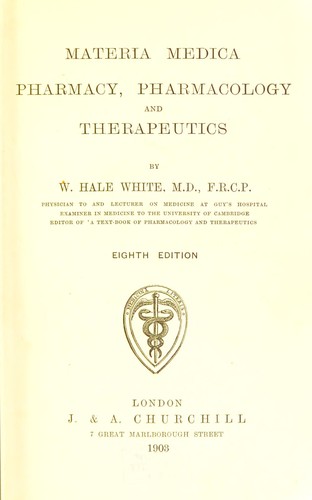 Cover for Materia medica, pharmacy, pharmacology and therapeutics