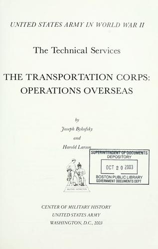 Cover for The Transportation Corps: operations overseas