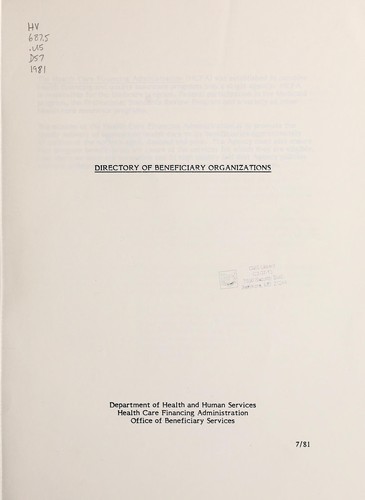 Cover for Directory of beneficiary organizations