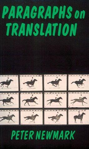 Cover for Paragraphs on Translation (Topics in Translation ; 1)