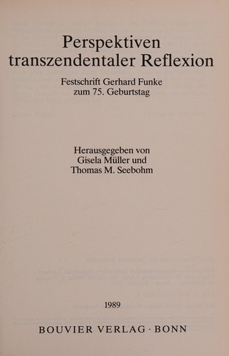 Cover for Perspektiven transzendentaler Reflexion