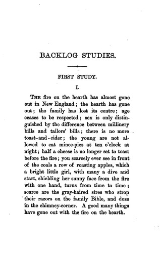 Cover for Backlog Studies