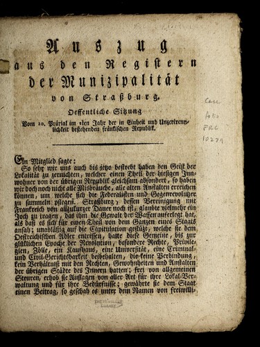 Cover for Auszug aus den Registern