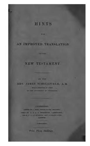 Cover for Hints for an improved translation of the New Testament