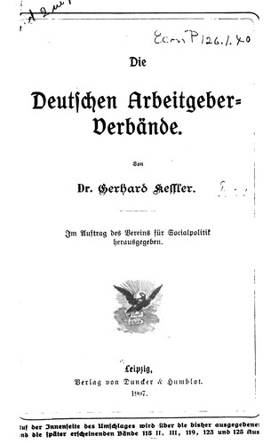 Cover for Die deutschen arbeitgebervebände.
