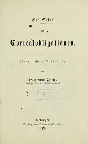 Cover for Die Natur der Correalobligationen