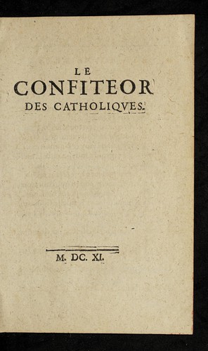 Cover for Le confiteor des catholiqves