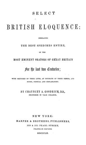 Cover for Select British eloquence