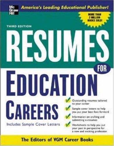 Cover for Resumes for Education Careers (Professional Resumes Series)