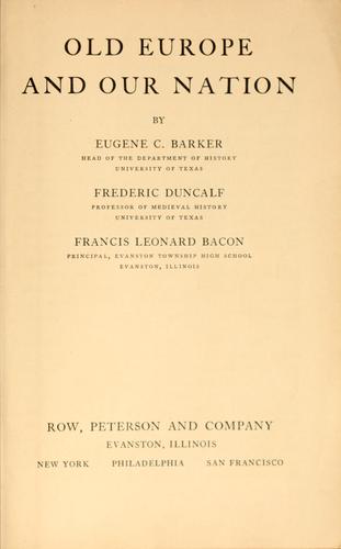 Cover for Old Europe and our nation