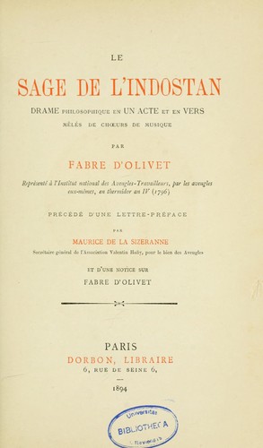 Cover for Le sage de l'Indostan