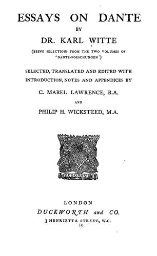 Cover for Essays on Dante