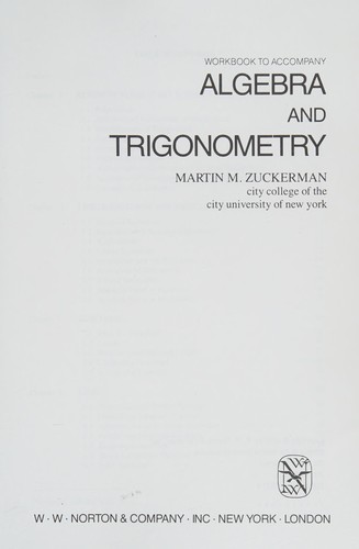 Cover for Zuckerman Algebra & Trigonometry Workbook