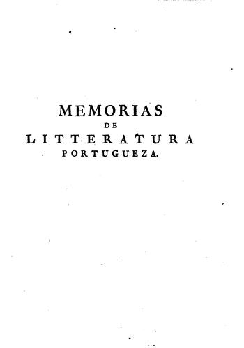 Cover for Memorias de litteratura portugueza, publicadas pela Academia real das ...
