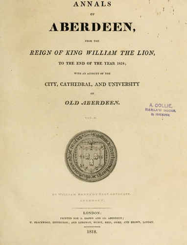 Cover for Annals of Aberdeen