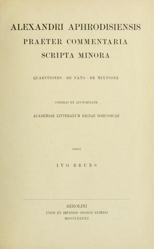 Cover for Praeter commentaria scripta minora