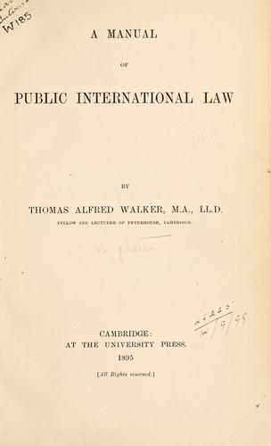 Cover for Manual of Public International law.