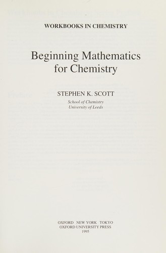 Cover for Beginning Mathematics For Chemistry (Workbooks in Mathematics)