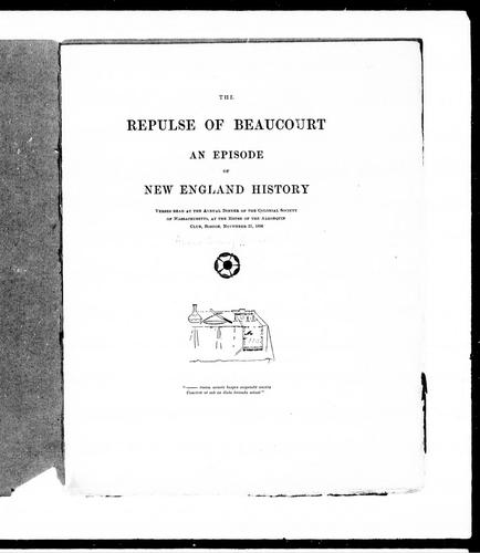 Cover for The repulse of Beaucourt, an episode of New England history