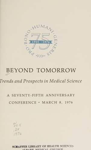 Cover for Beyond tomorrow