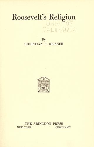 Cover for Roosevelt's religion