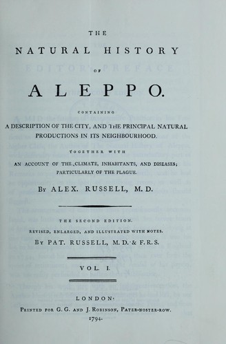Cover for The natural history of Aleppo