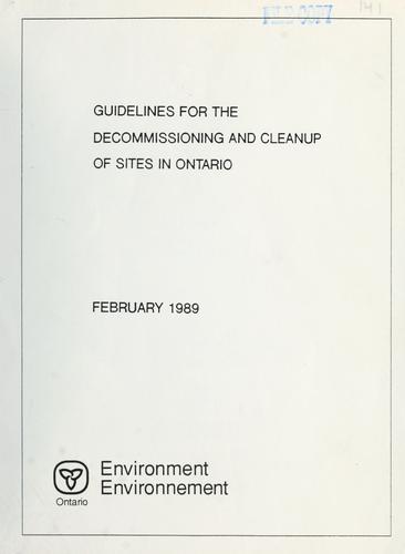 Cover for Guidelines for the decommissioning and cleanup of sites in Ontario