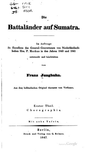Cover for Die Battaländer auf Sumatra.