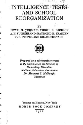 Cover for Intelligence tests and school reorganization