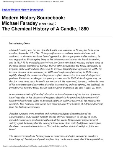 Cover for The chemical history of a candle