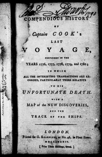 Cover for Compendious history of Captain Cook's last voyage, performed in the years 1776, 1777, 1778, 1779, and 1780