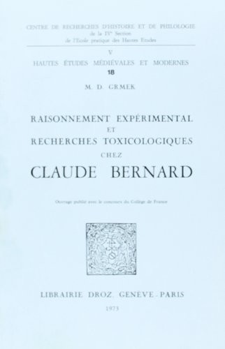 Cover for raisonnement experimental et recherches toxicologiques chez claude bernard