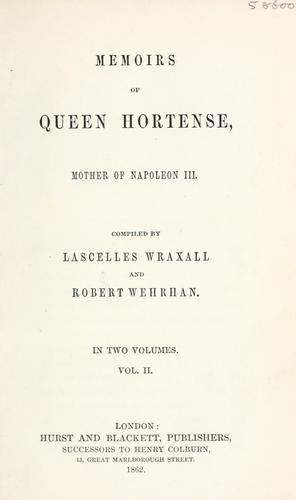 Cover for Memoirs of Queen Hortense, mother of Napoleon III.