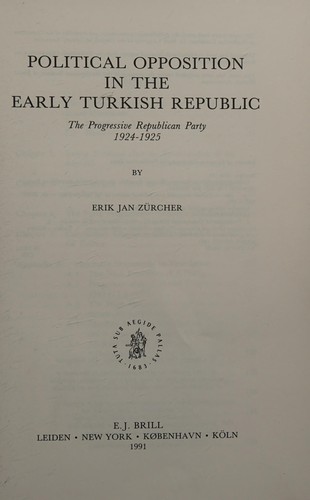 Cover for Political opposition in the early Turkish Republic