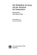 Cover for Wirklichkeit der Kunst und das Abenteuer der Interpretation