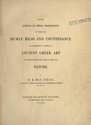 Cover for On the science of those proportions by which the human head and countenance, as represented in works of ancient Greek art, are distinguished from those of ordinary nature.