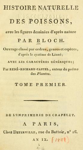 Cover for Histoire naturelle des poissons