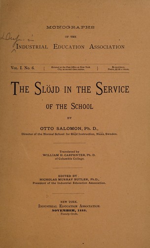 Cover for The slojd in the service of the school