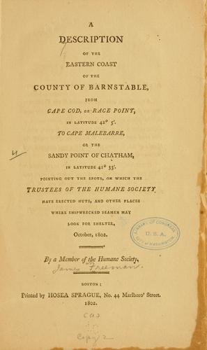 Cover for A description of the eastern coast of the county of Barnstable