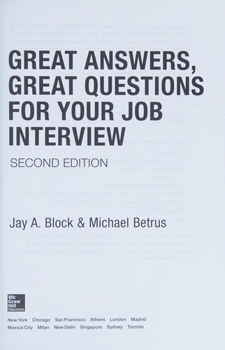 Cover for Great answers, great questions for your job interview