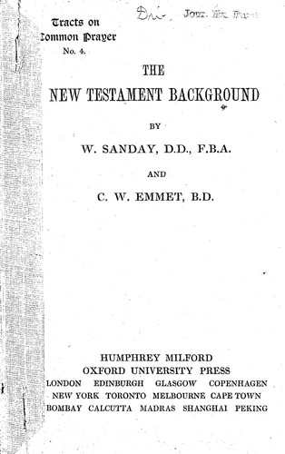 Cover for The New Testament background