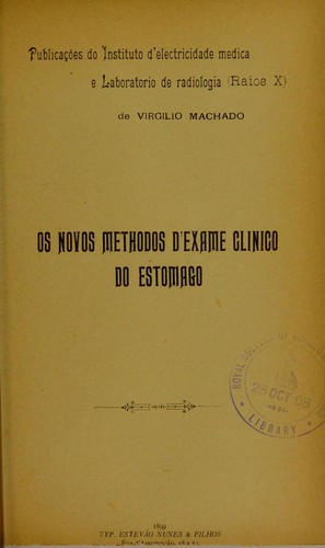 Cover for Os novos methodos d'exame clinico do estomago