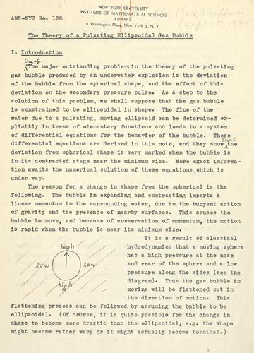 Cover for The theory of a pulsating ellipsoidal gas bubble.