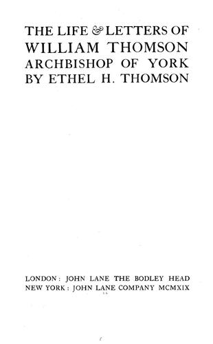 Cover for The life & letters of William Thomson