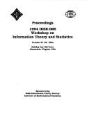 Cover for Proceedings, 1994 Ieee-Ims Workshop on Information Theory and Statistics, October 27-29, 1994, Holiday Inn Old Town, Alexandria, Virginia, USA