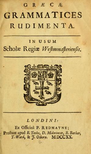 Cover for Græcæ grammatices rudimenta