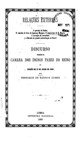 Cover for Relacoes externas...