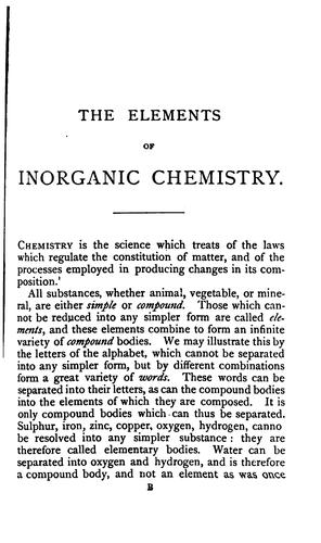 Cover for The elements of inorganic chemistry, revised and corrected by G. Jarmain